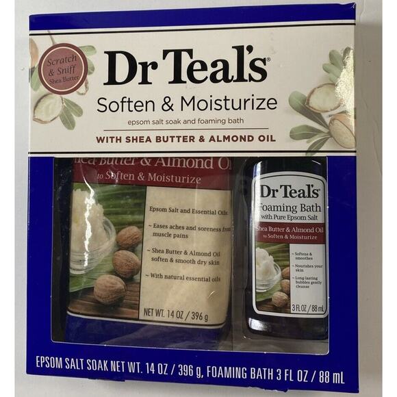 New Dr Teals Shea Butter Epsom Salt And Foaming Bath Bubbles Set NIB Sealed - Picture 1 of 2